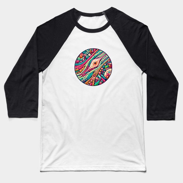 Vivid Histology Canvas: Abstract Tissue Art Baseball T-Shirt by AmandaOlsenDesigns